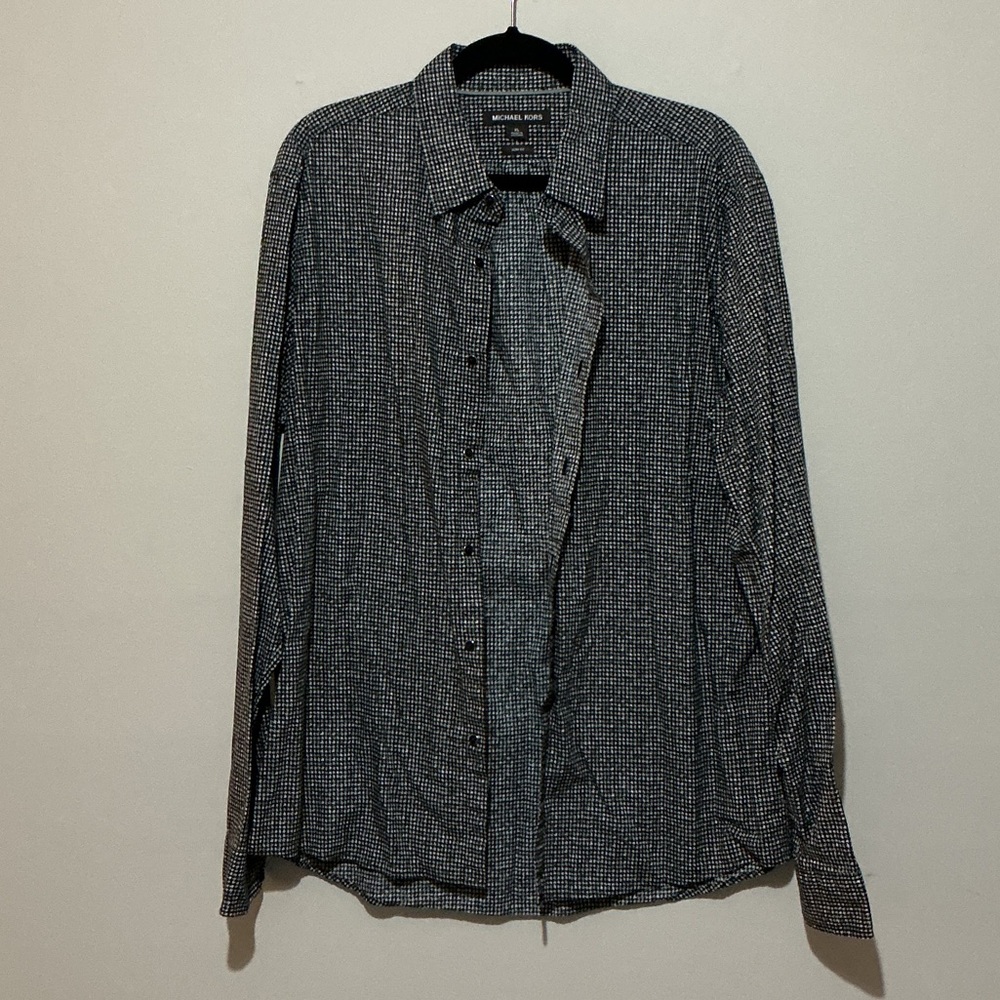 Michael Kors Black and White Patterned Shirt Jacket